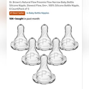 Dr. Brown's Silicone Baby Bottle Nipples - Clear, Set of 6